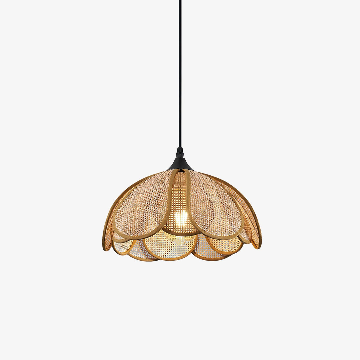 Eurvinel Elegance Bloom Rattan Fabric Pendant Lamp