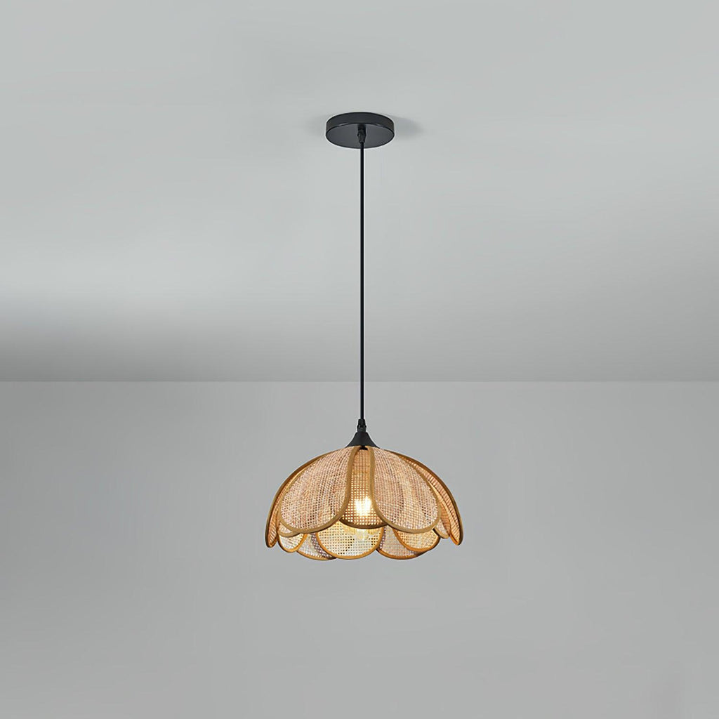 Eurvinel Elegance Bloom Rattan Fabric Pendant Lamp