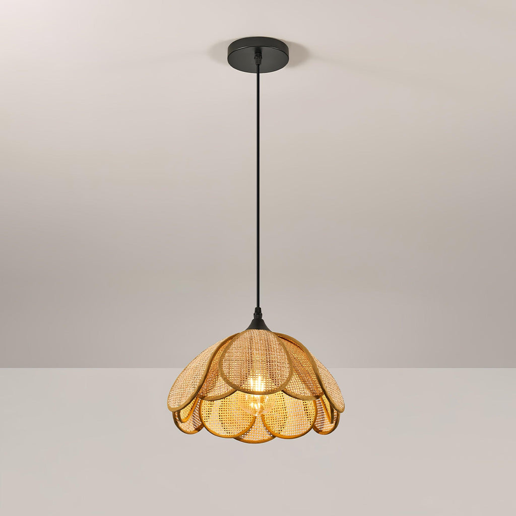 Eurvinel Elegance Bloom Rattan Fabric Pendant Lamp
