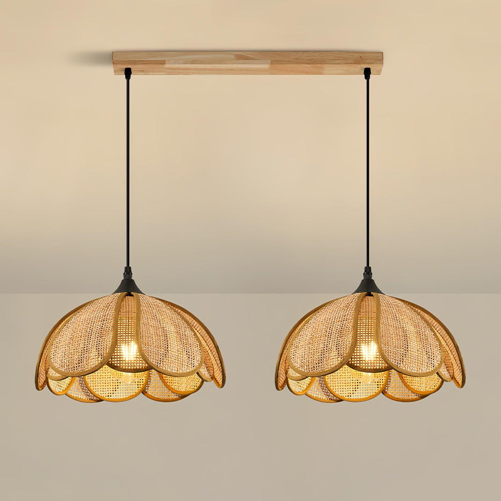 Eurvinel Elegance Bloom Rattan Fabric Pendant Lamp