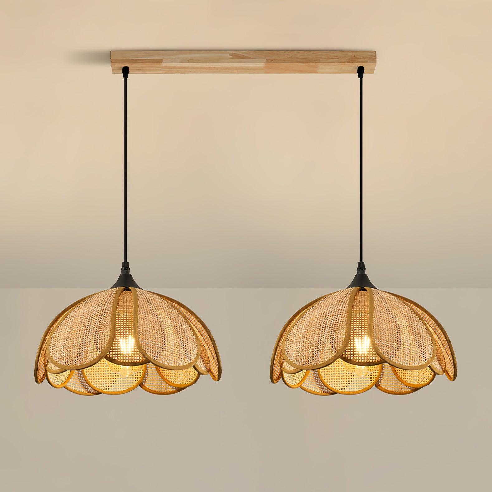 Eurvinel Elegance Bloom Rattan Fabric Pendant Lamp