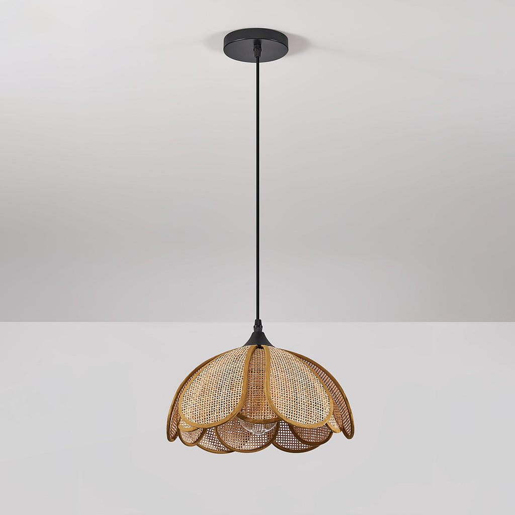Eurvinel Elegance Bloom Rattan Fabric Pendant Lamp