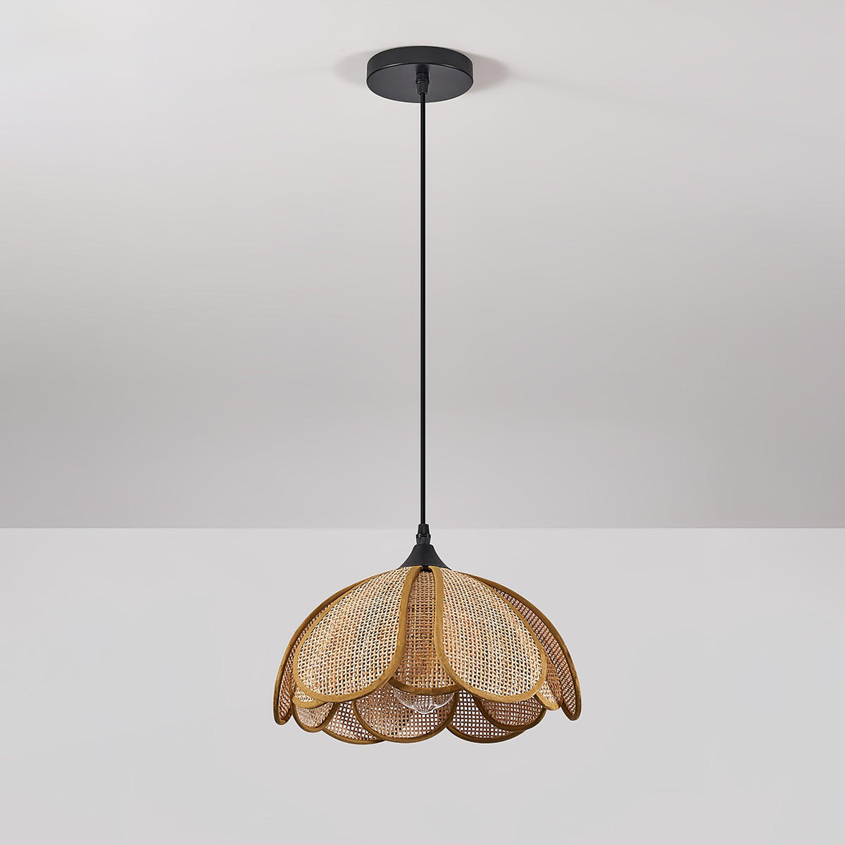 Eurvinel Elegance Bloom Rattan Fabric Pendant Lamp