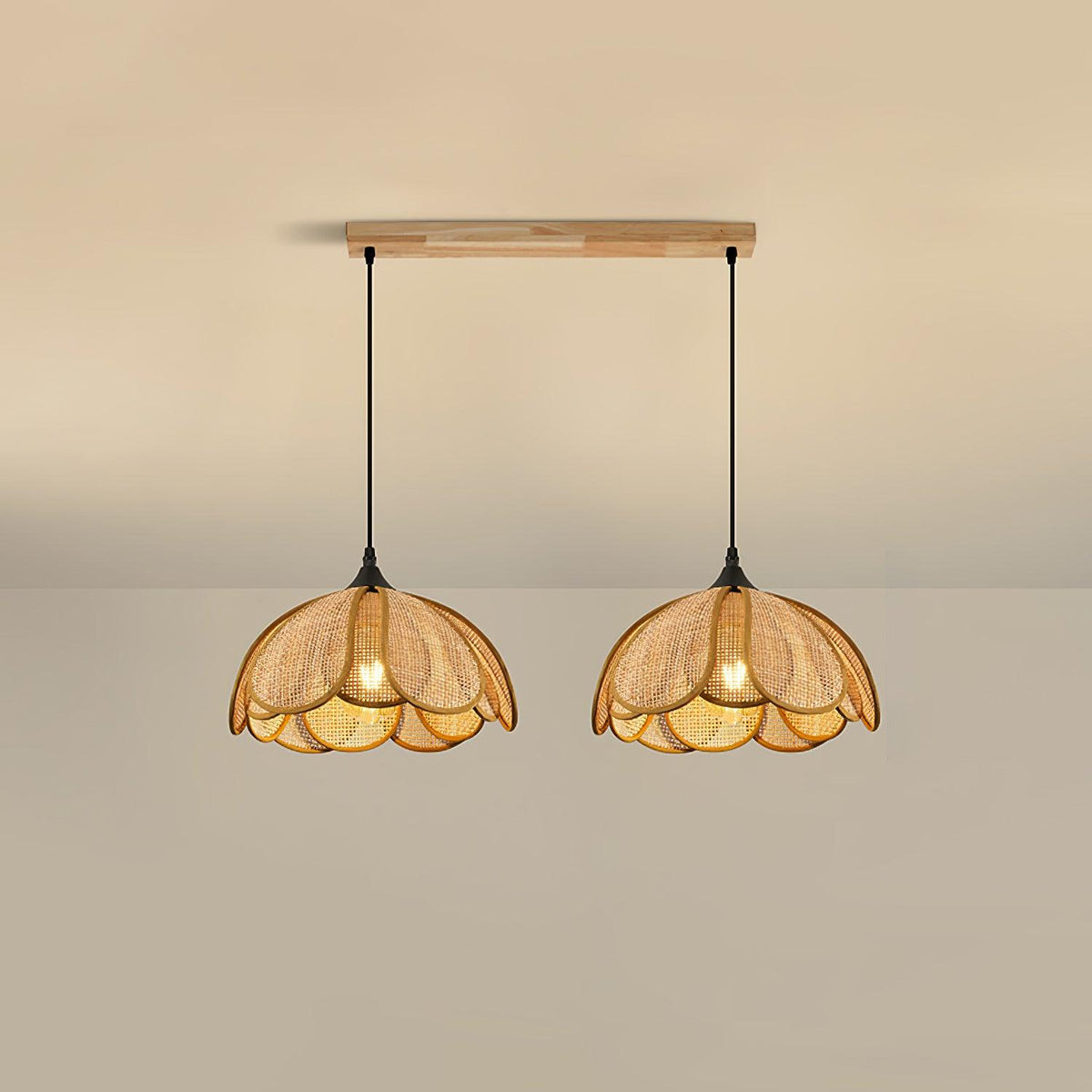 Eurvinel Elegance Bloom Rattan Fabric Pendant Lamp