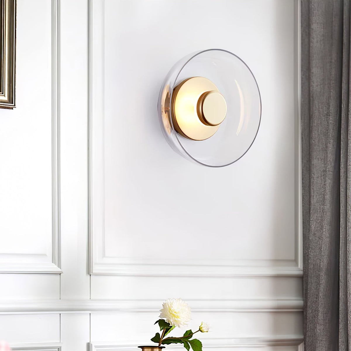 Crux Modern Minimalist Brass Glass Wall Light