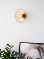 Crux Modern Minimalist Brass Glass Wall Light