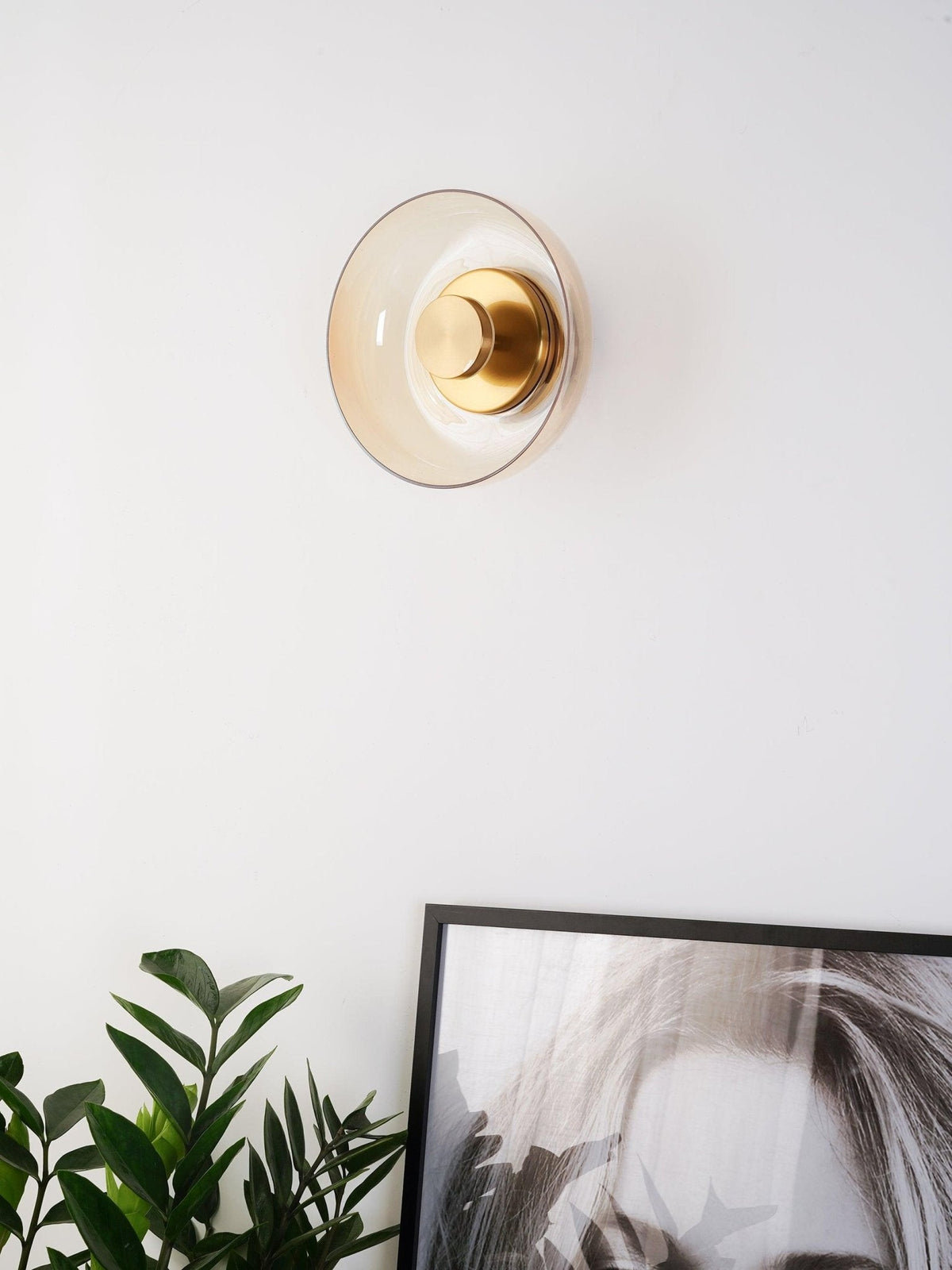 Crux Modern Minimalist Brass Glass Wall Light