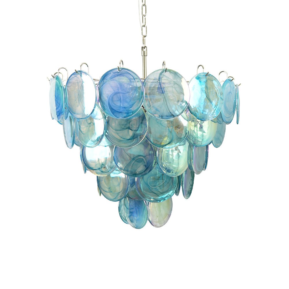 Aurora Chandelier Blue Murano Glass Disc Elegant