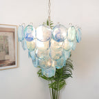 Aurora Chandelier Blue Murano Glass Disc Elegant
