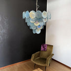 Aurora Chandelier Blue Murano Glass Disc Elegant
