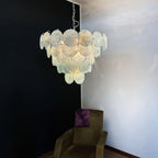 Aurora Chandelier Blue Murano Glass Disc Elegant