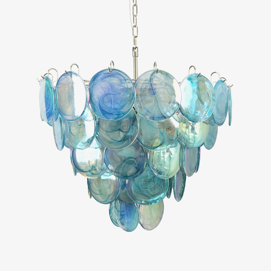 Aurora Chandelier Blue Murano Glass Disc Elegant
