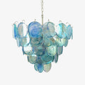 Aurora Chandelier Blue Murano Glass Disc Elegant