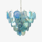 Aurora Chandelier Blue Murano Glass Disc Elegant