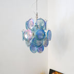 Aurora Chandelier Blue Murano Glass Disc Vintage