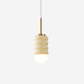 Pendant Lamp Ribbed Ceramic Shade Brass Warm Midcentury
