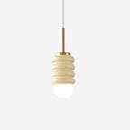 Pendant Lamp Ribbed Ceramic Shade Brass Warm Midcentury