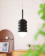 Pendant Lamp Ribbed Ceramic Shade Brass Warm Midcentury
