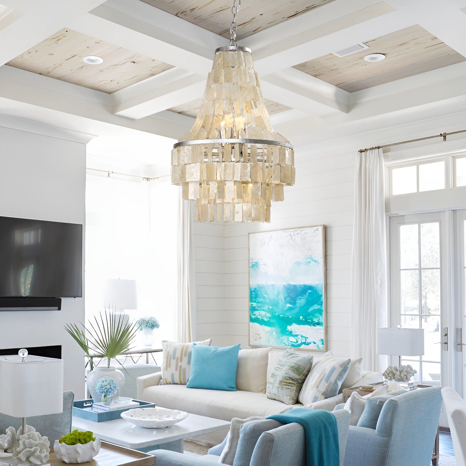 Aurora Chandelier Boho Shell Tiered