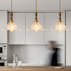Arcara Vintage Ripple Glass Wood Pendant Lamp