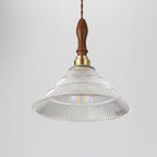 Arcara Vintage Ripple Glass Wood Pendant Lamp