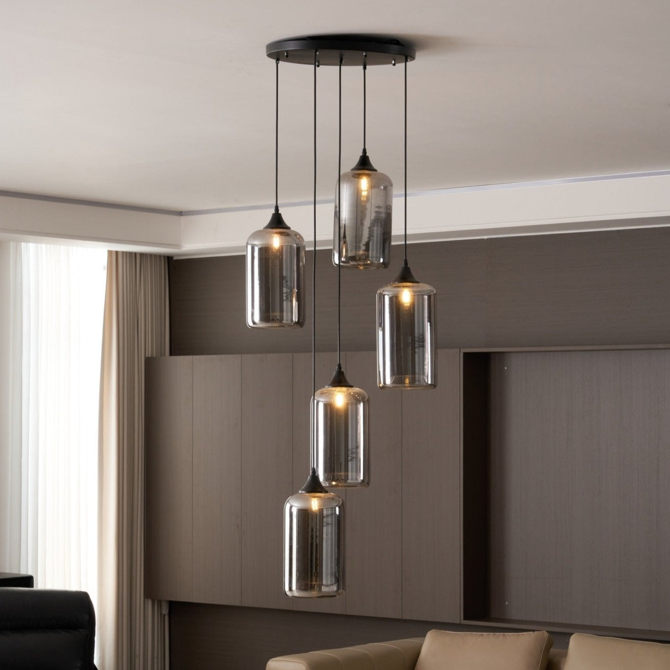 Valentina Minimalist Bottle Glass Pendant Light Smoke Gray