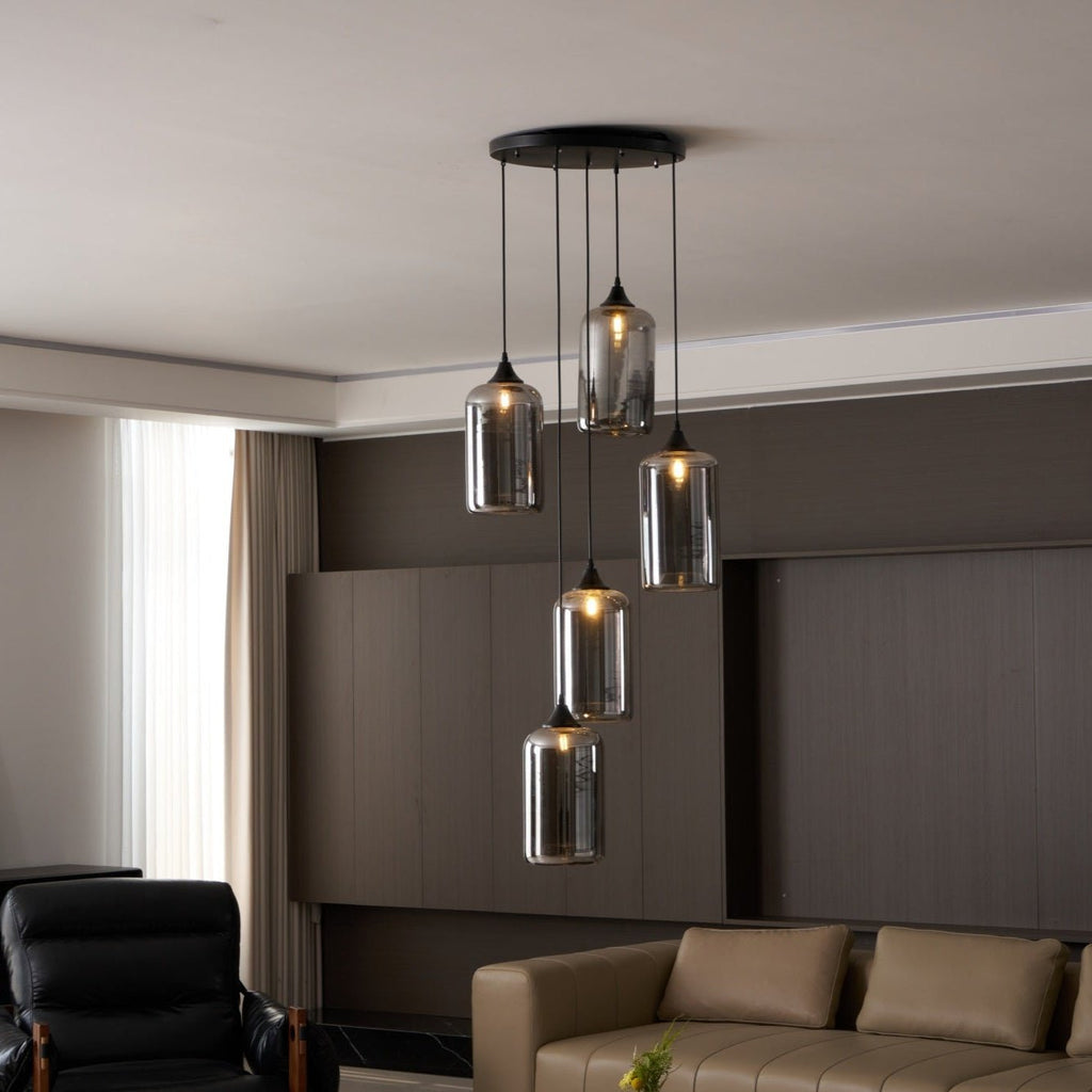 Valentina Minimalist Bottle Glass Pendant Light Smoke Gray