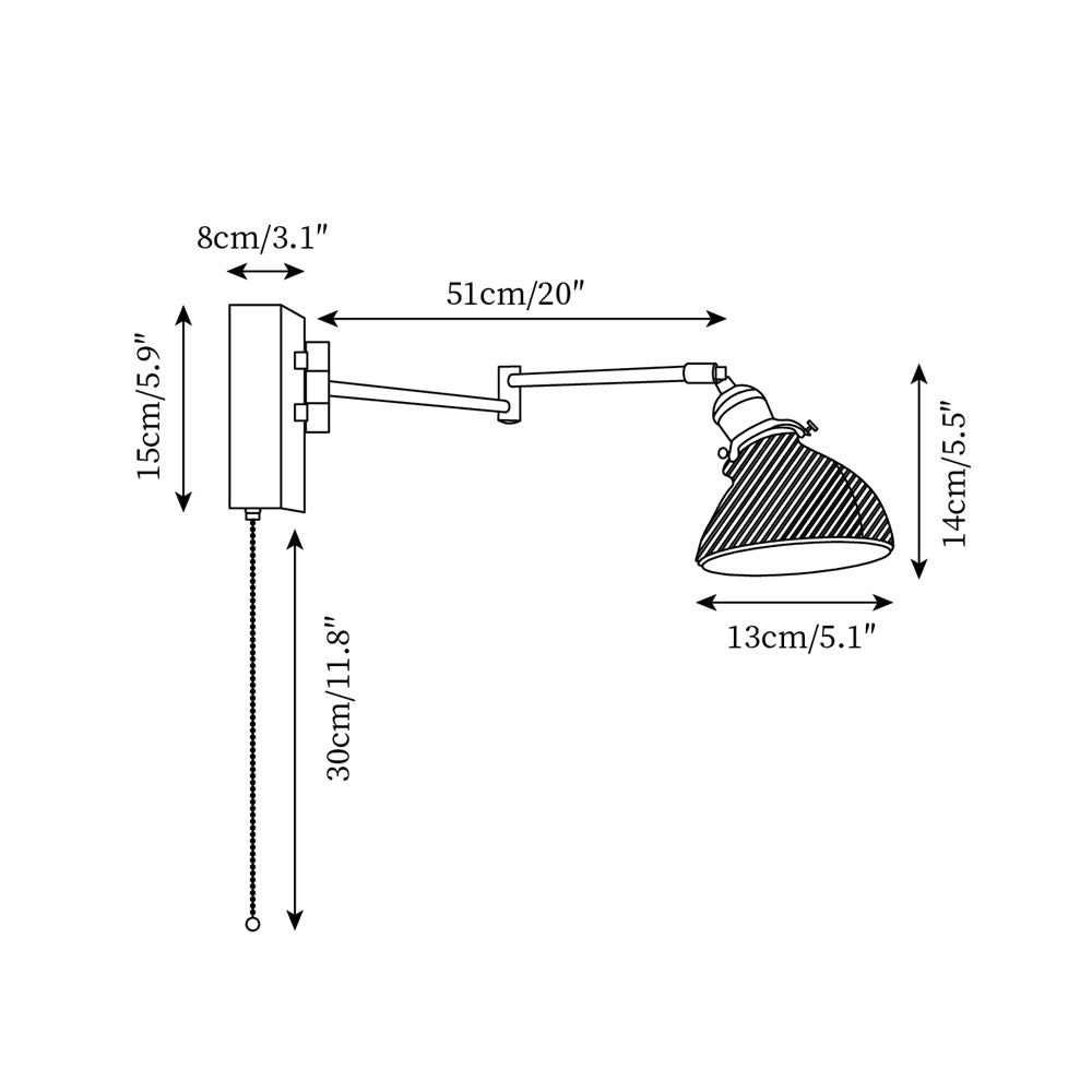 Emeric Adjustable Swing Arm Wall Lamp with Green Glass Shade