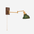 Emeric Adjustable Swing Arm Wall Lamp with Green Glass Shade
