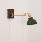 Emeric Adjustable Swing Arm Wall Lamp with Green Glass Shade