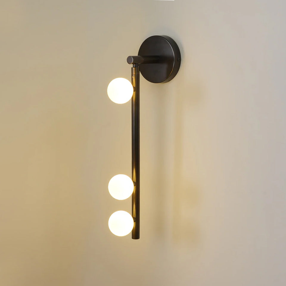 Rory Modern Minimalist Tube Brass Glass Wall Lamp