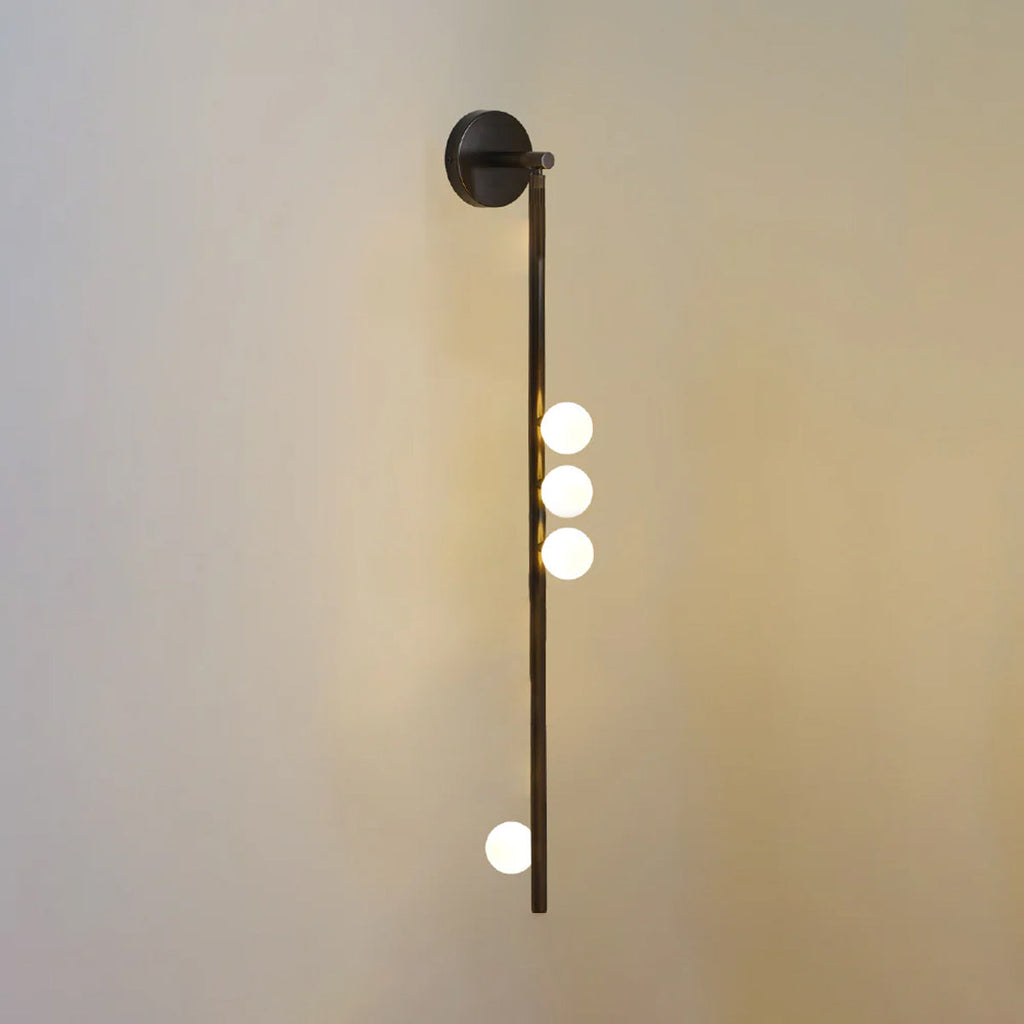 Rory Modern Minimalist Tube Brass Glass Wall Lamp