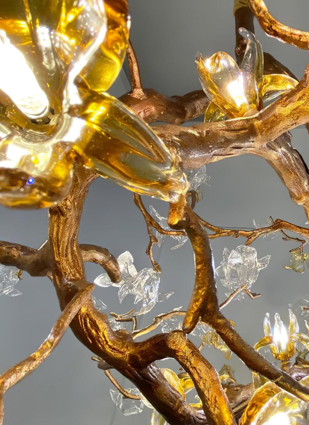 Aare Maple Branch Brass Crystal Chandelier