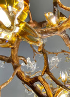 Aare Maple Branch Brass Crystal Chandelier