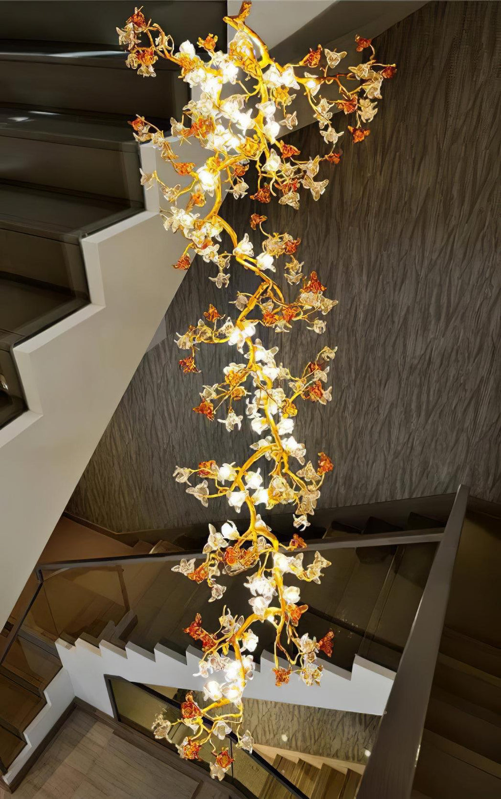 Aare Maple Branch Brass Crystal Chandelier