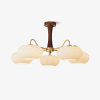 Valentina Brass Wooden  Glass Persimmon Chandelier - image 1