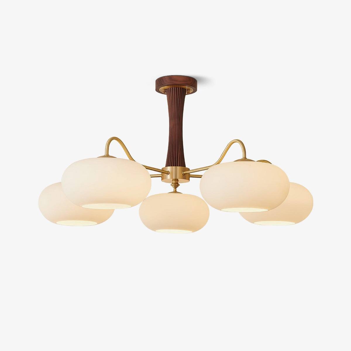 Valentina Brass Wooden  Glass Persimmon Chandelier - image 1
