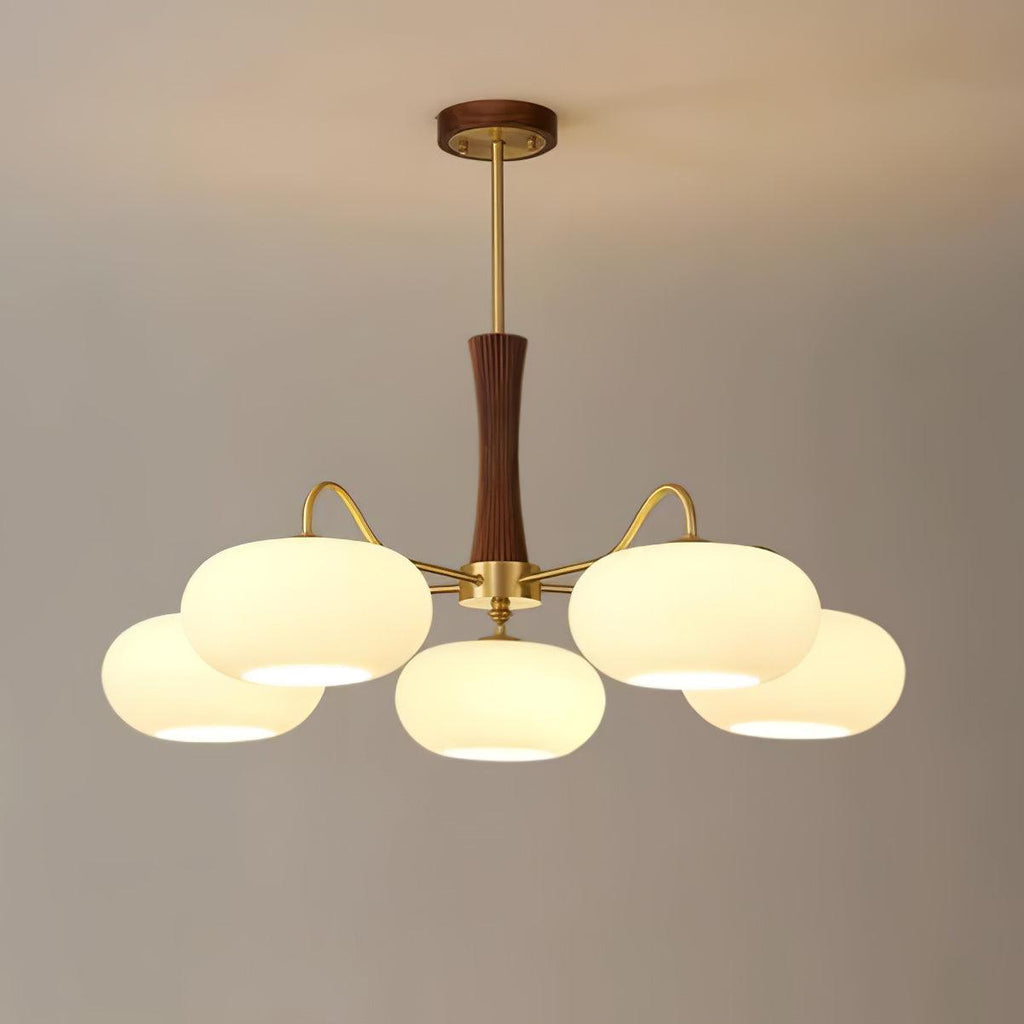 Valentina Brass Wooden  Glass Persimmon Chandelier - image 25