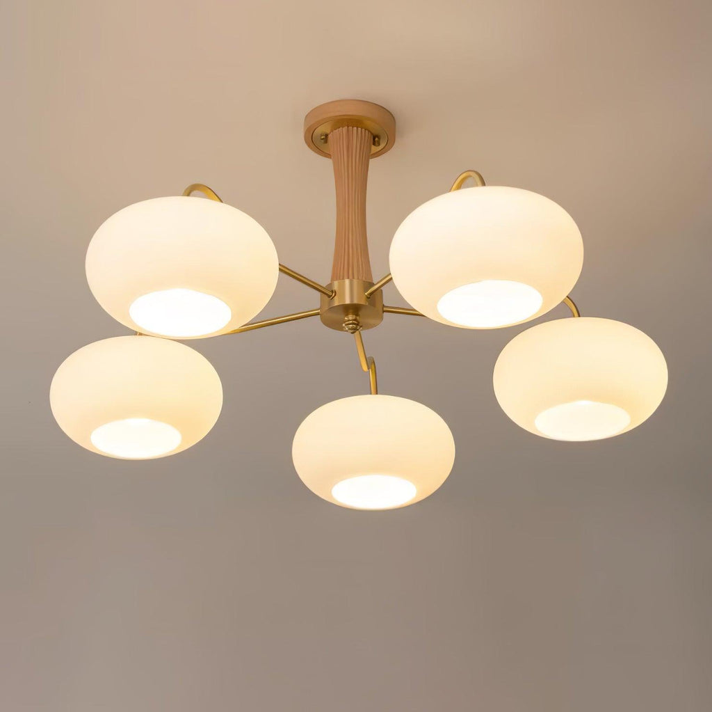 Valentina Brass Wooden  Glass Persimmon Chandelier - image 20