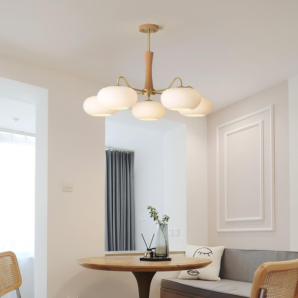 Valentina Brass Wooden  Glass Persimmon Chandelier - image 2