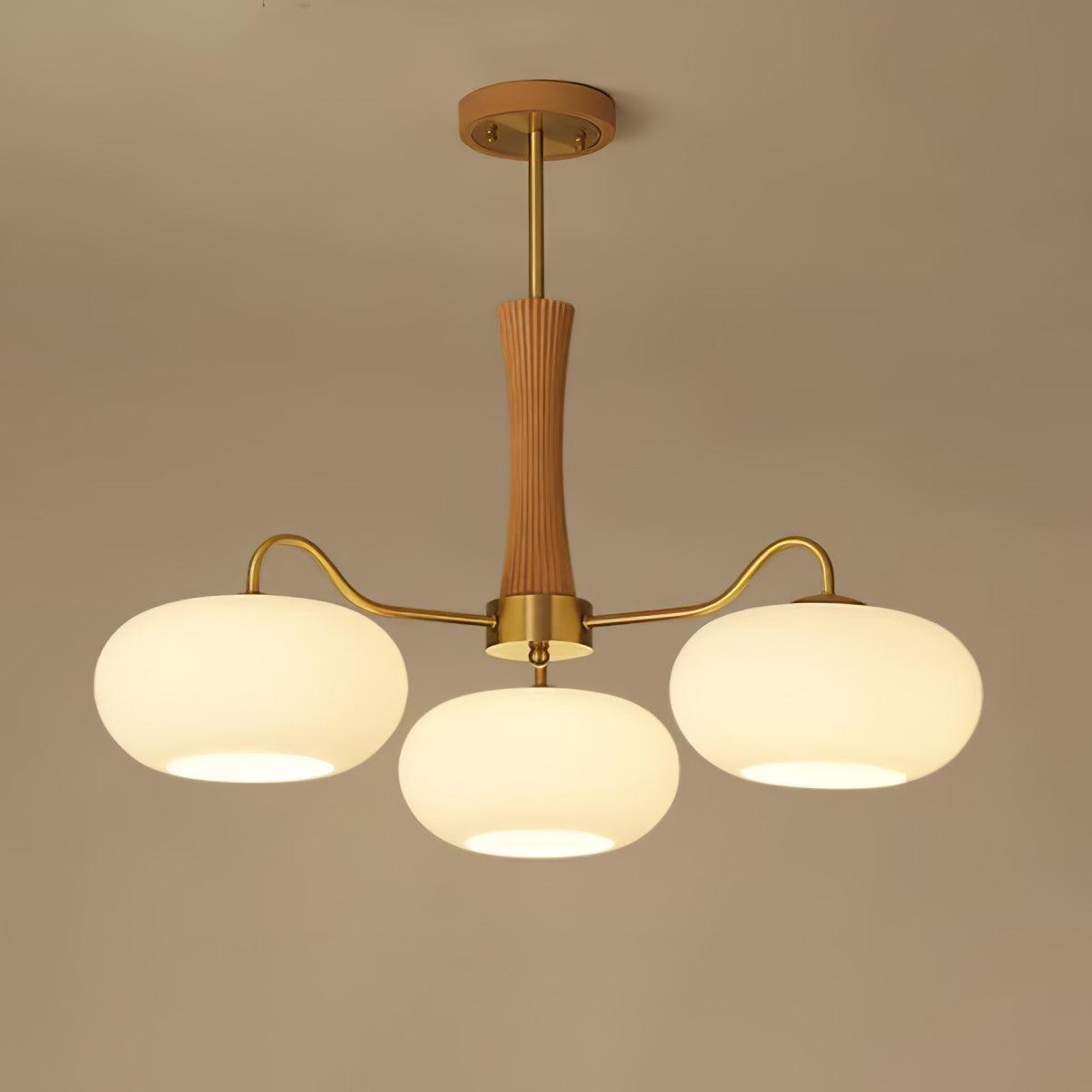 Valentina Brass Wooden  Glass Persimmon Chandelier - image 22