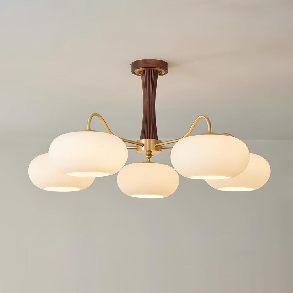 Valentina Brass Wooden  Glass Persimmon Chandelier - image 17