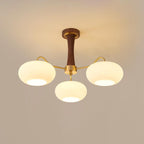 Valentina Brass Wooden Glass Persimmon Chandelier - Letslighting