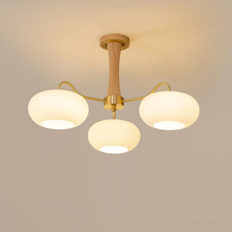 Valentina Brass Wooden Glass Persimmon Chandelier - Letslighting