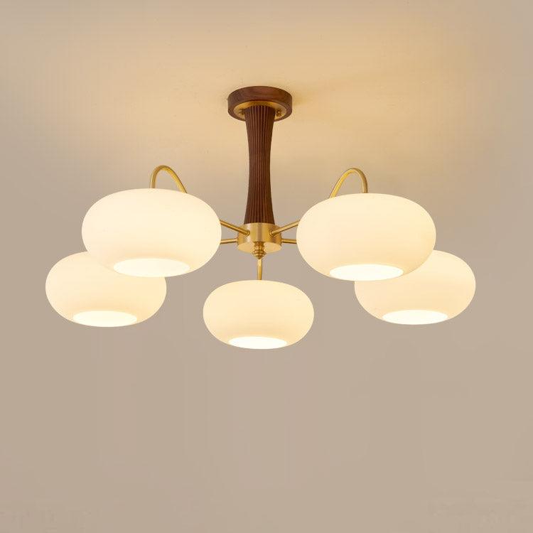 Valentina Brass Wooden Glass Persimmon Chandelier - Letslighting