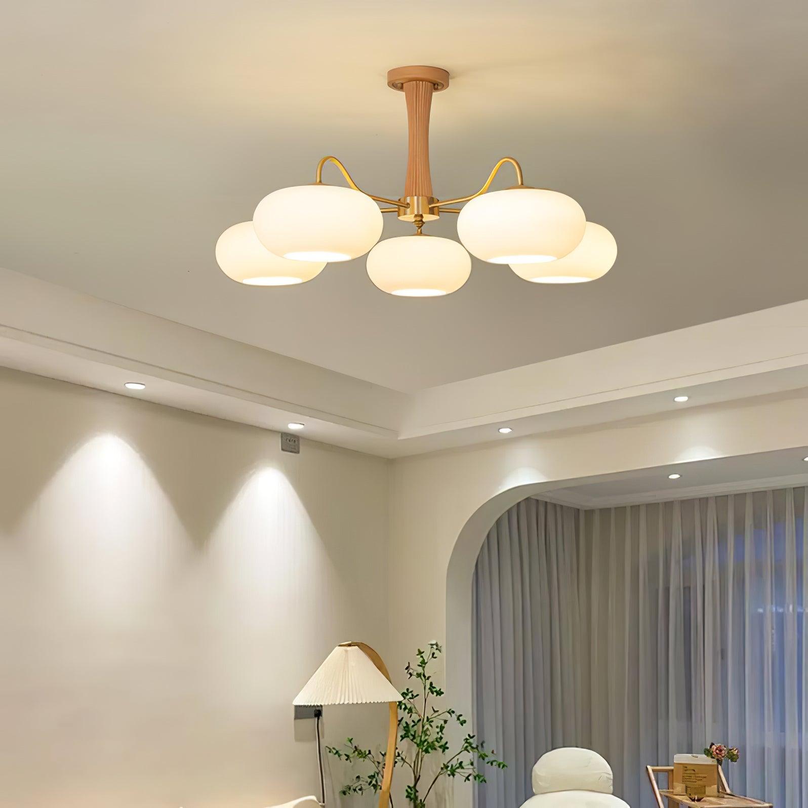 Valentina Brass Wooden  Glass Persimmon Chandelier - image 5
