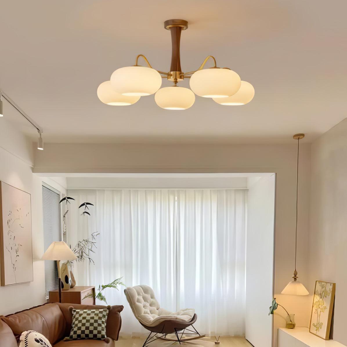 Valentina Brass Wooden  Glass Persimmon Chandelier - image 6