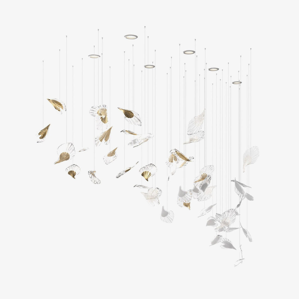 Asorus Artistic Leaf-Shape Glass Chandelier Staircase