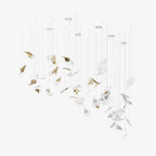 Asorus Artistic Leaf-Shape Glass Chandelier Staircase