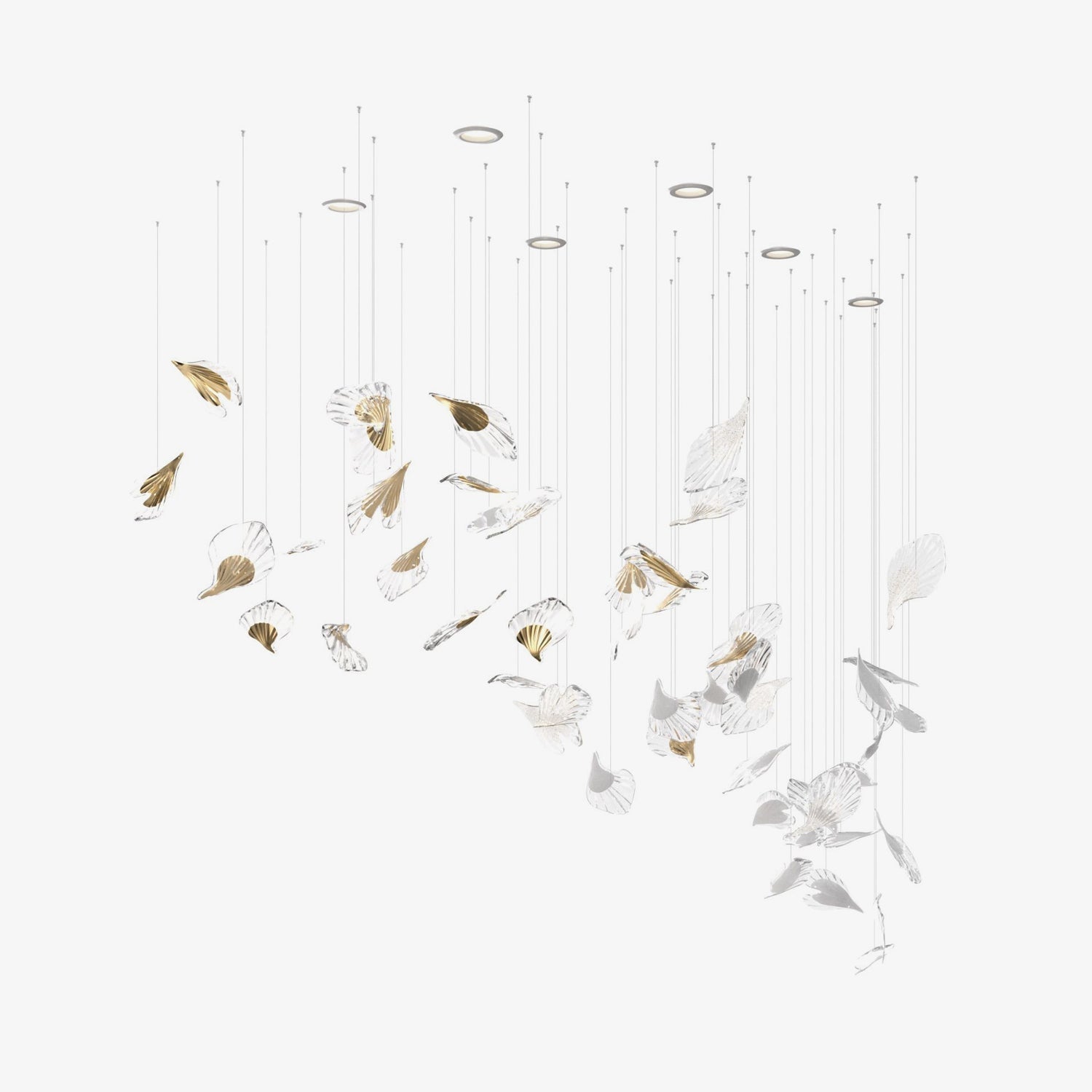 Asorus Artistic Leaf-Shape Glass Chandelier Staircase